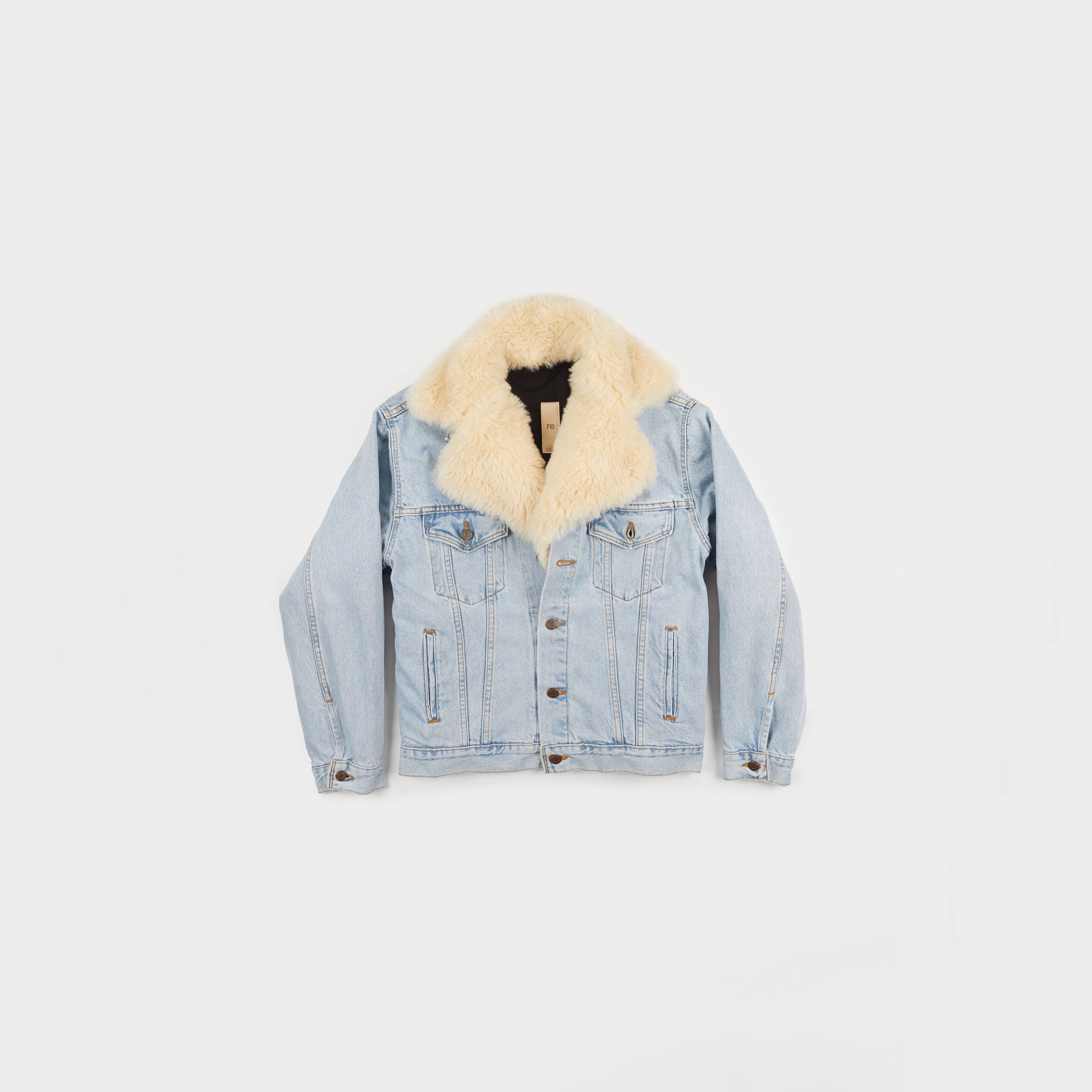 reworked women's blue vintage Levi's jean jacket made in Toronto Canada