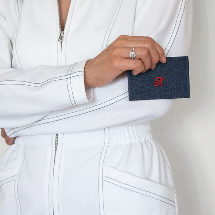 Raw Denim Monogram Cardholder