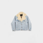 reworked women's blue vintage Levi's jean jacket made in Toronto Canada