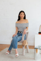 Black & White Stripe Bamboo Knit Lauren Top