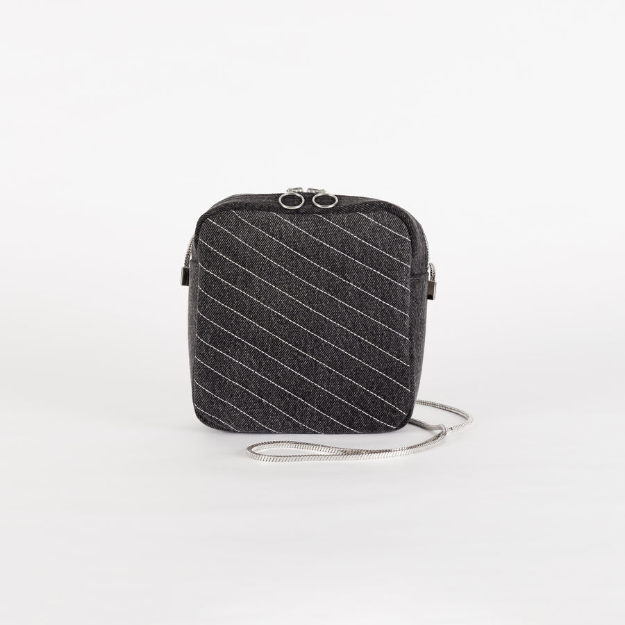 Black & White Denim Camera Bag