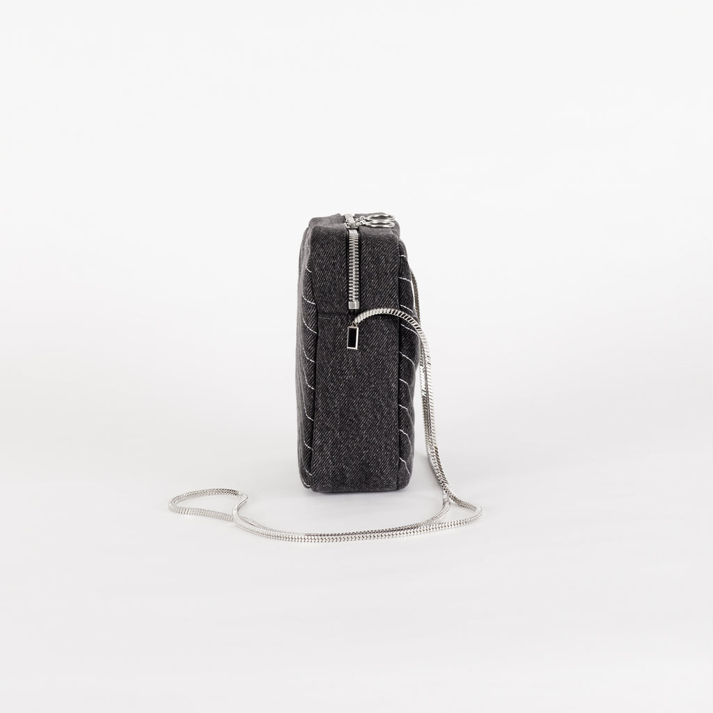 Black & White Denim Camera Bag