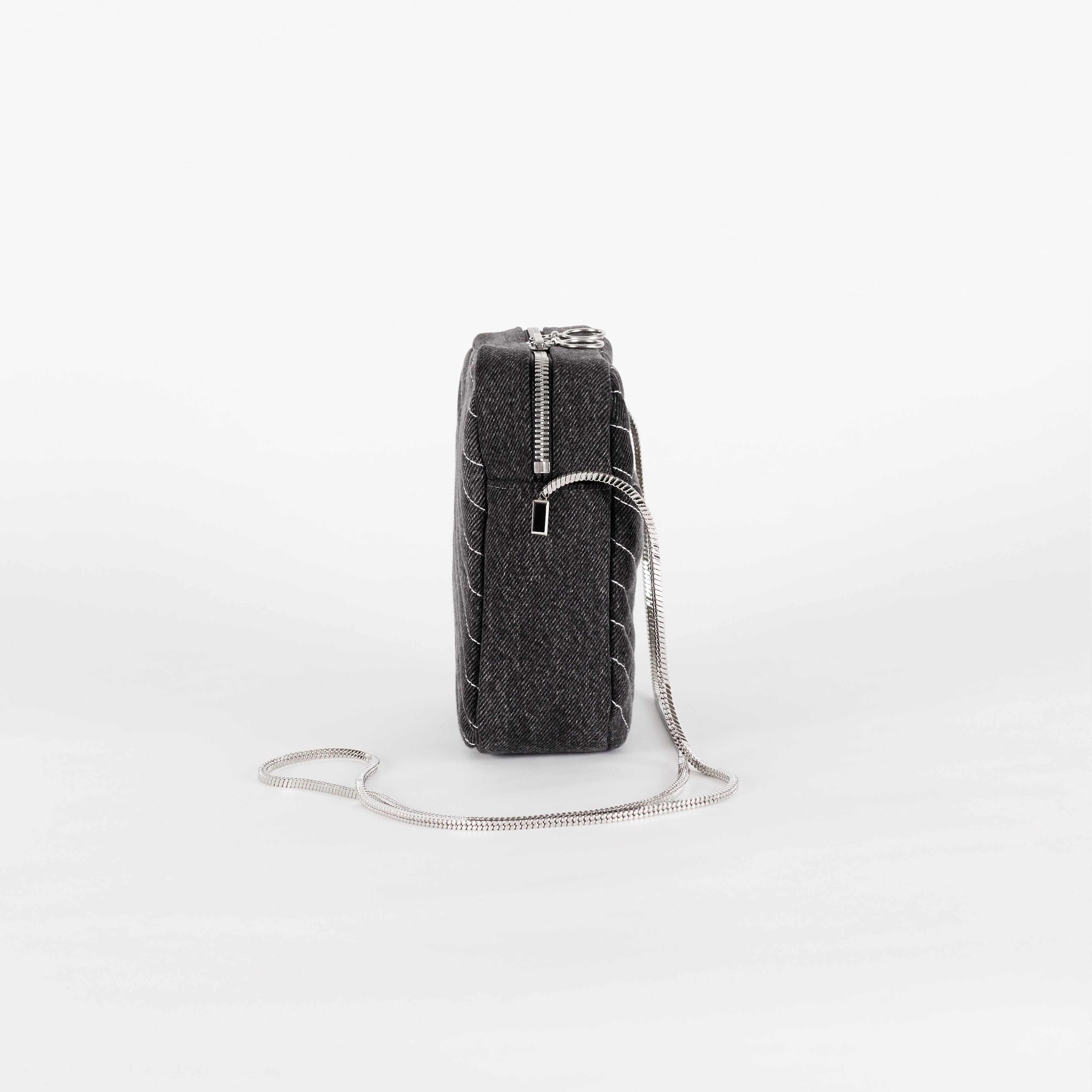 Black & White Denim Camera Bag