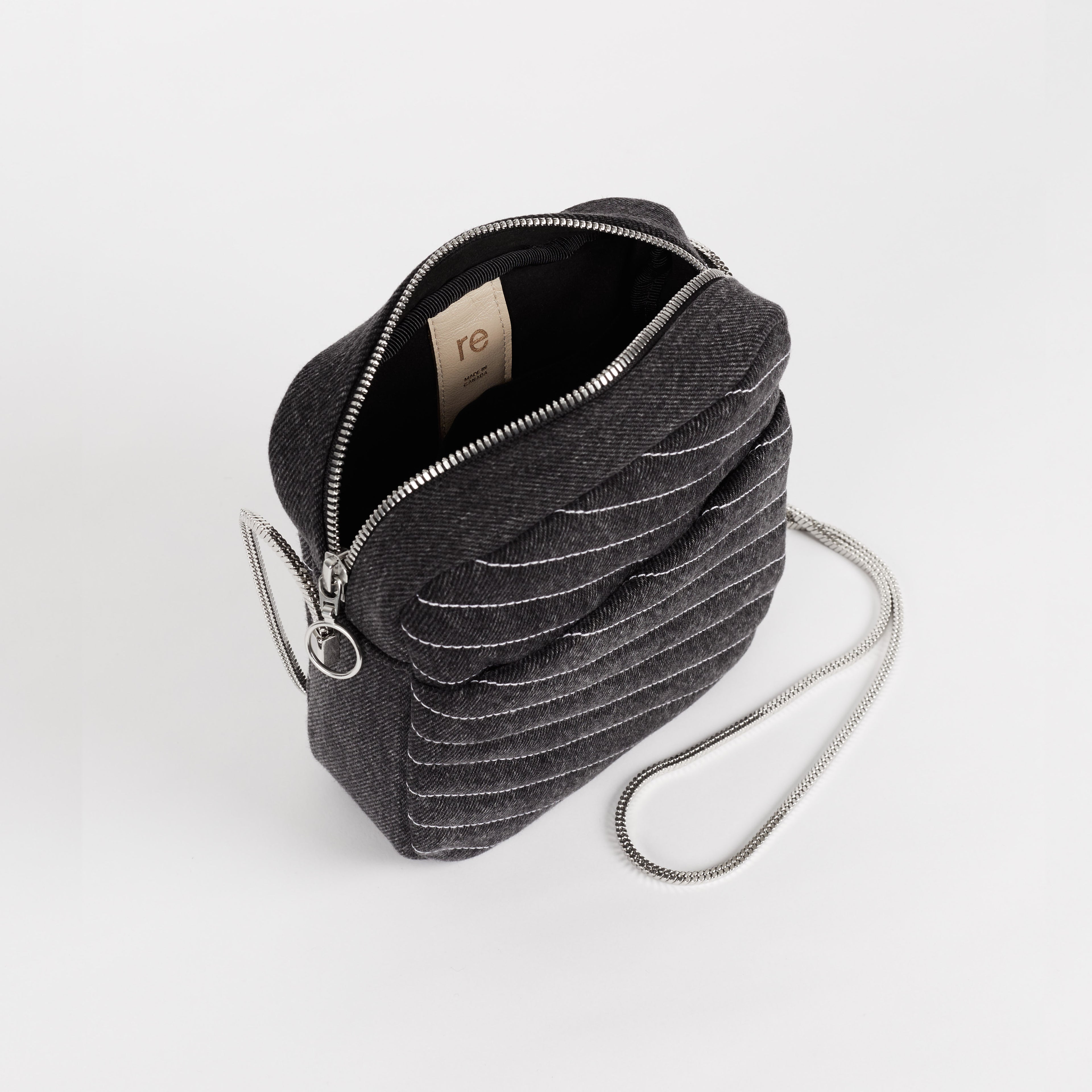 Black & White Denim Camera Bag