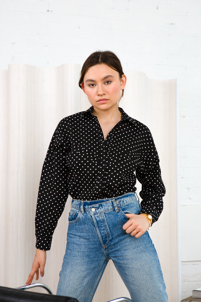 Black & White Polkadot Claire Shirt