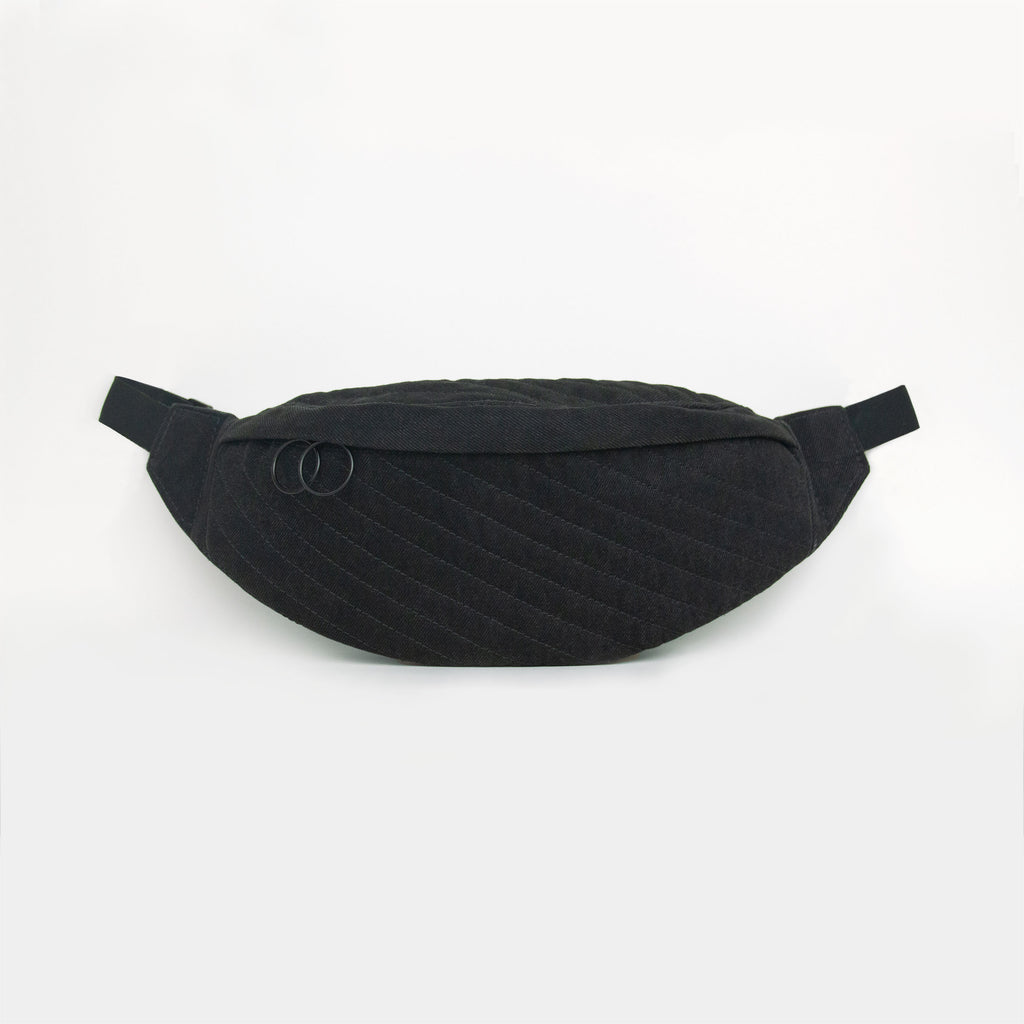 Black Denim Belt Bag
