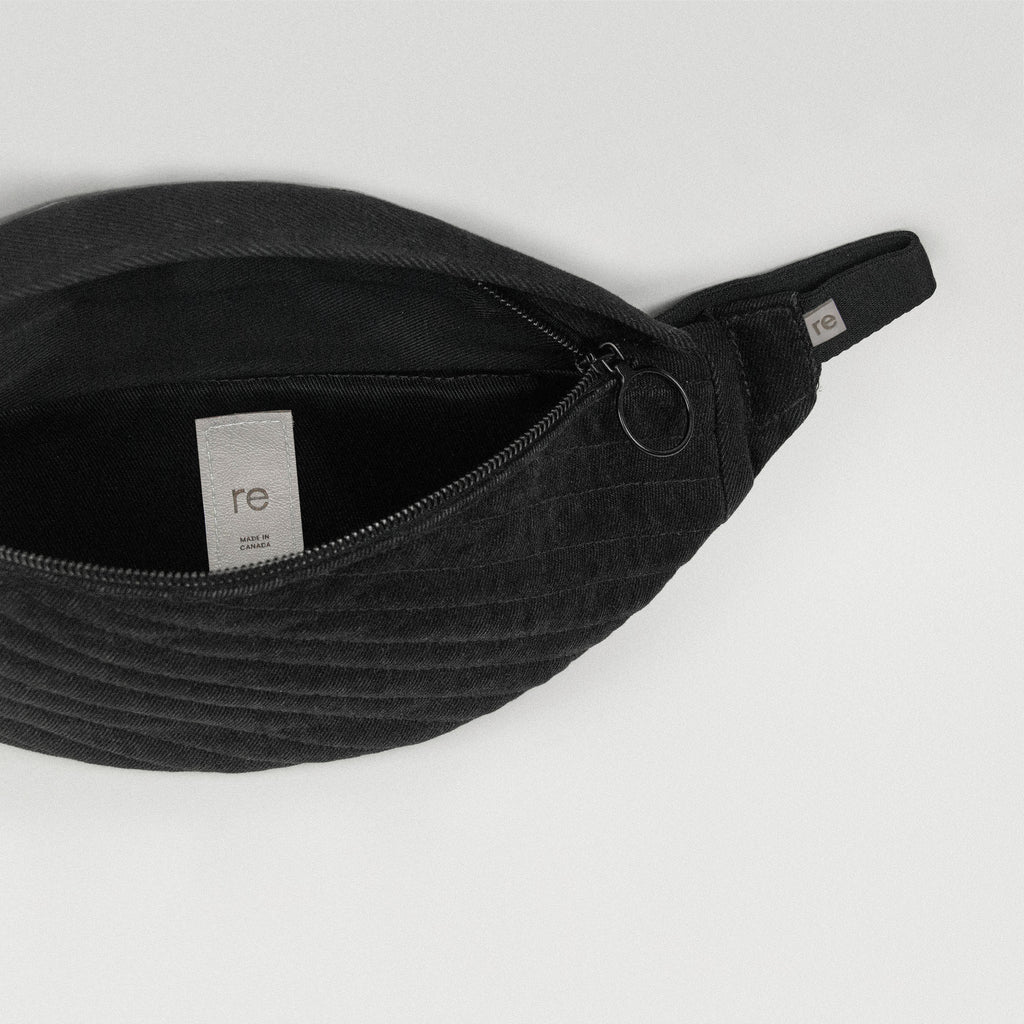 Black Denim Belt Bag
