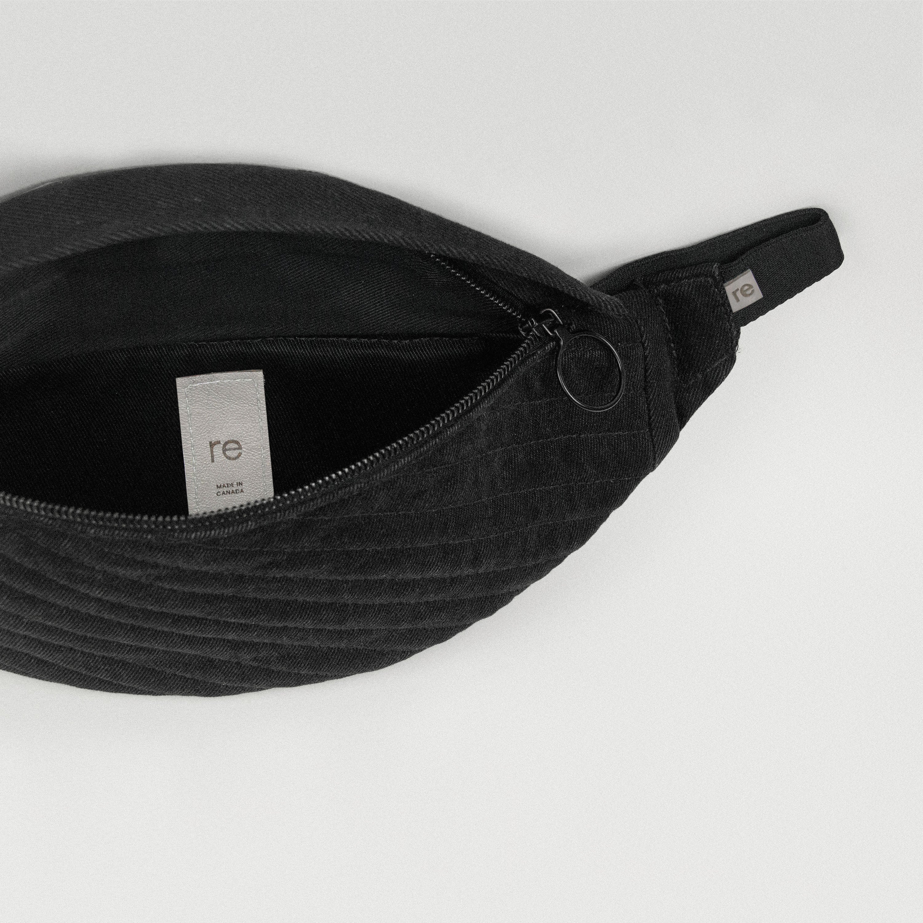 Black Denim Belt Bag