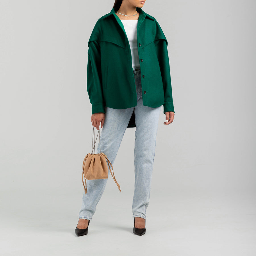 Emerald Green Audrey Wool Melton Coat