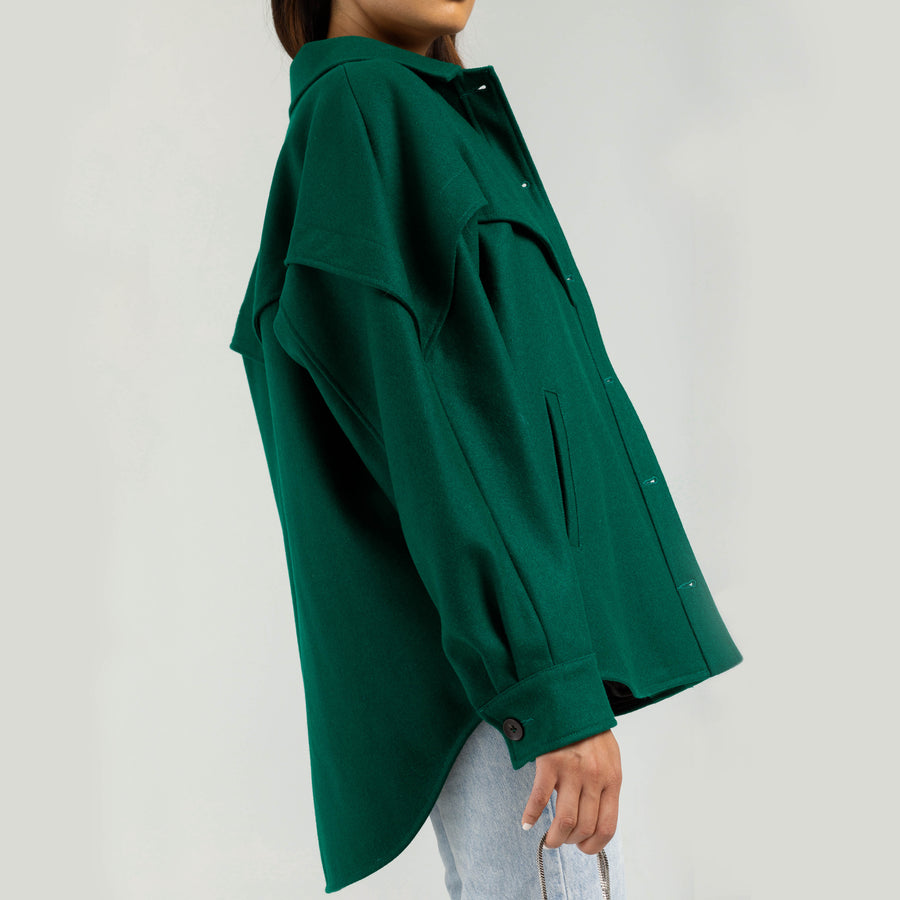 Emerald Green Audrey Wool Melton Coat