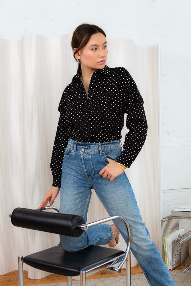 Black & White Polkadot Claire Shirt
