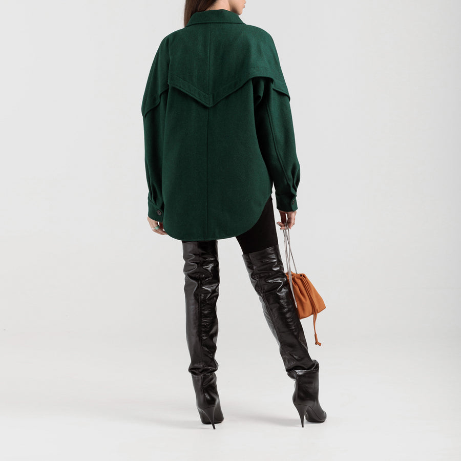 Forest Green Audrey Wool Melton Coat